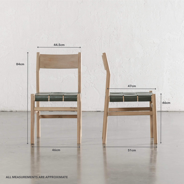 MONTERO WOVEN LEATHER DINING CHAIRS  |  BUNDLE + SAVE  |  OLIVE LEATHER HIDE