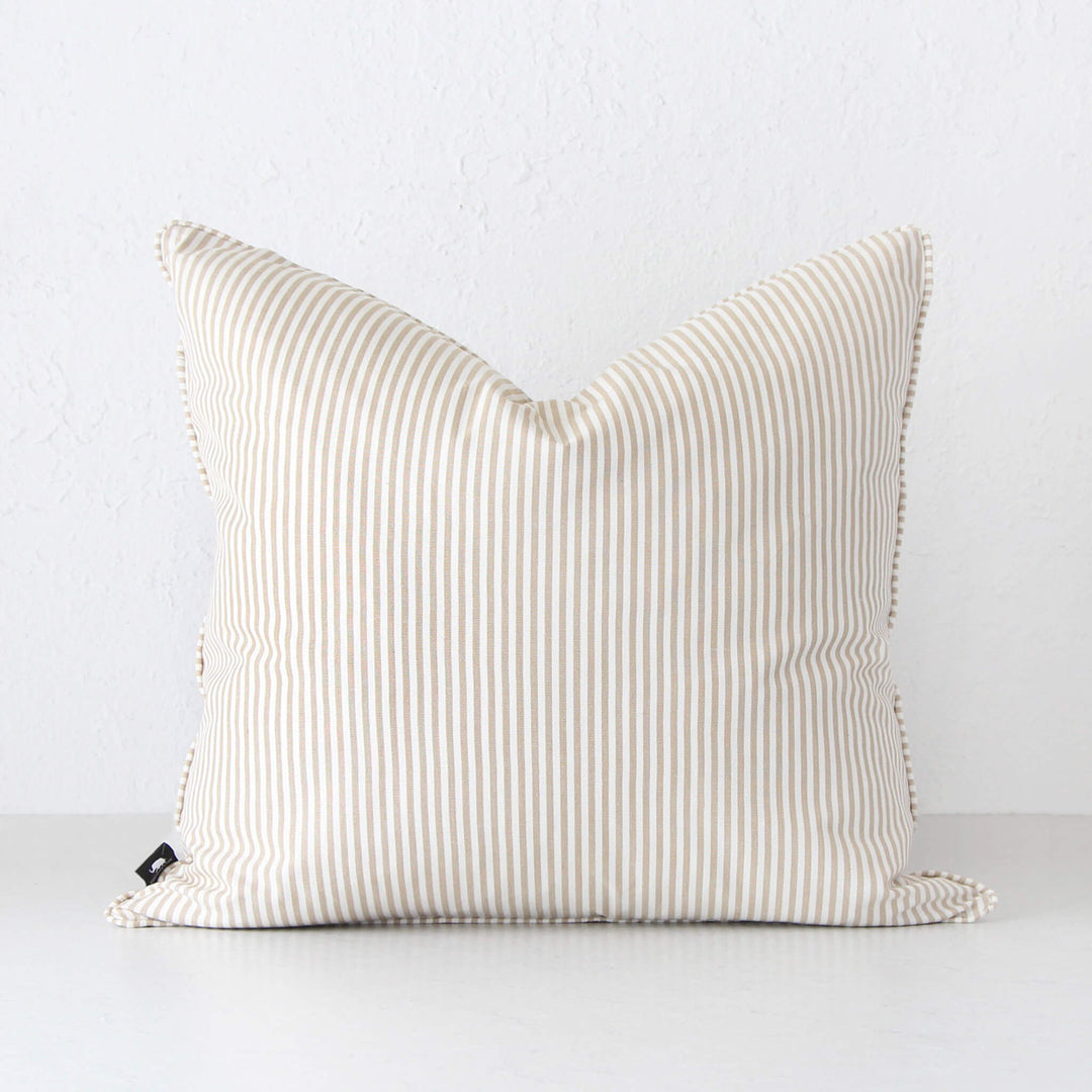 MORRIS STRIPE CUSHION  |  50 X 50  |  BEIGE + WHITE