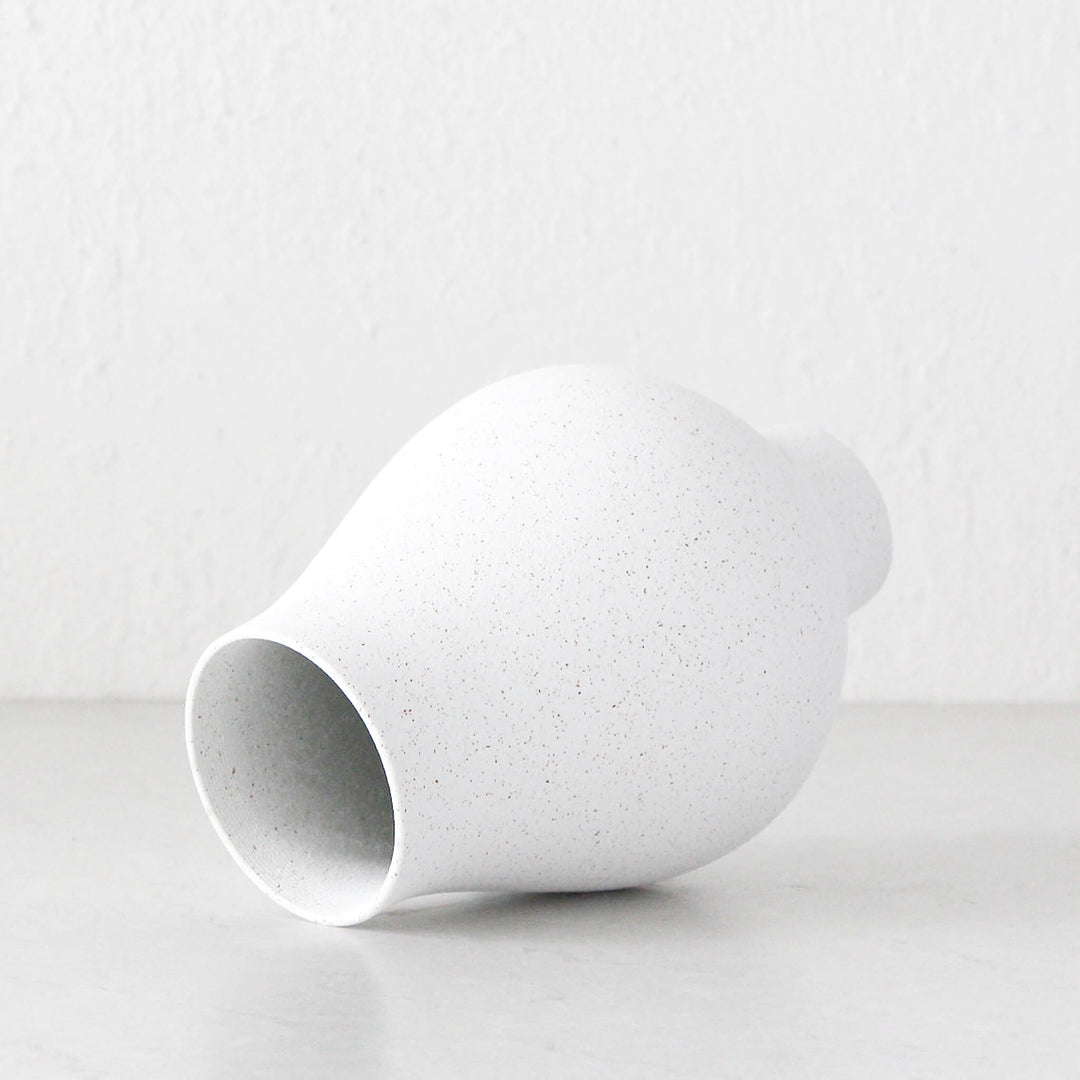 MORRO SPECKLED CERAMIC VASE  |  24CM  |  WHITE + SAND CERAMIC