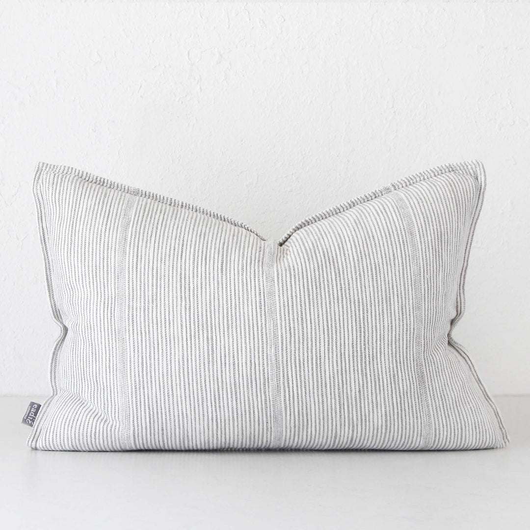 MYRA LINEN CUSHION  |  40 x 60  |  SLATE + WHITE STRIPE