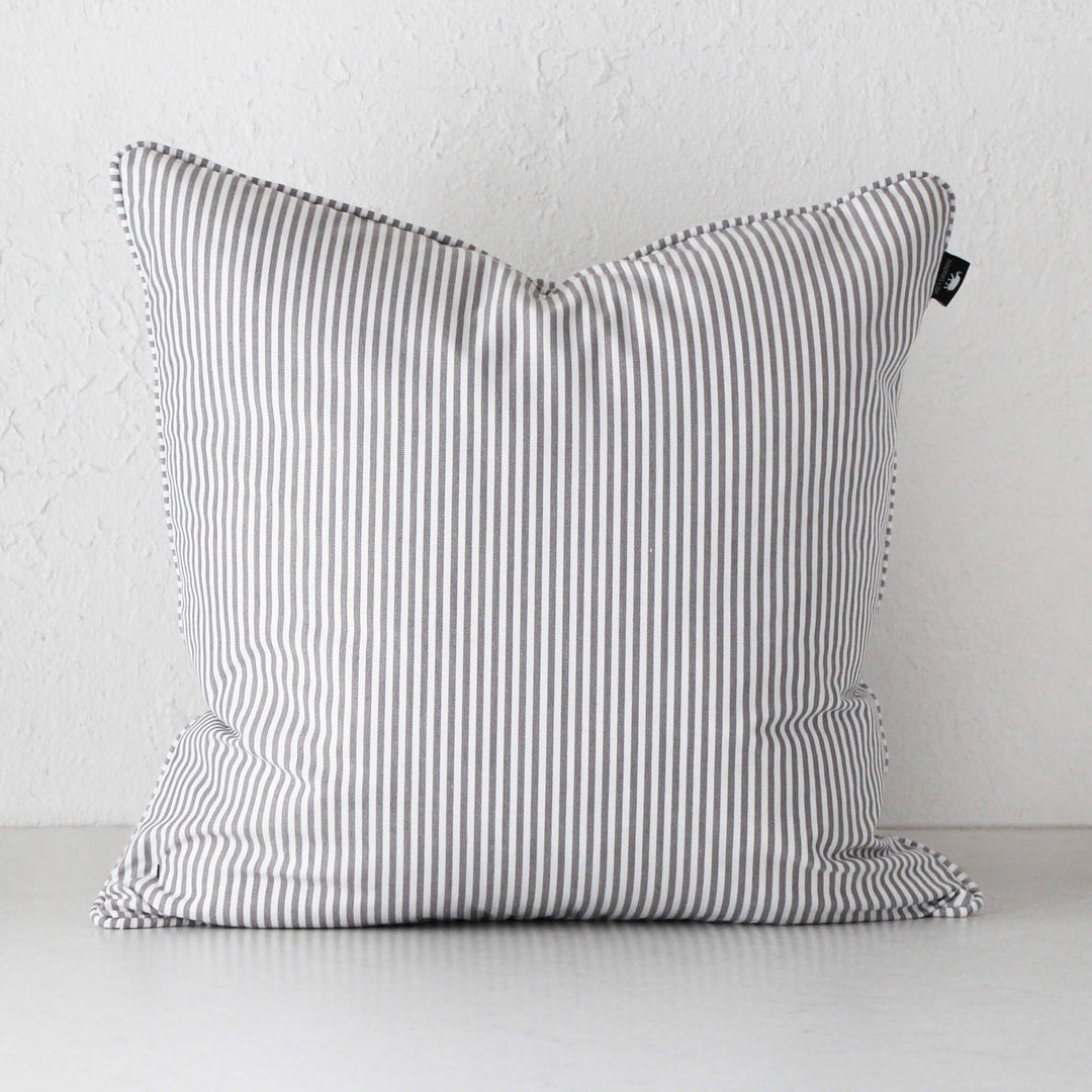 MORRIS GREY STRIPE CUSHION 55x55cm