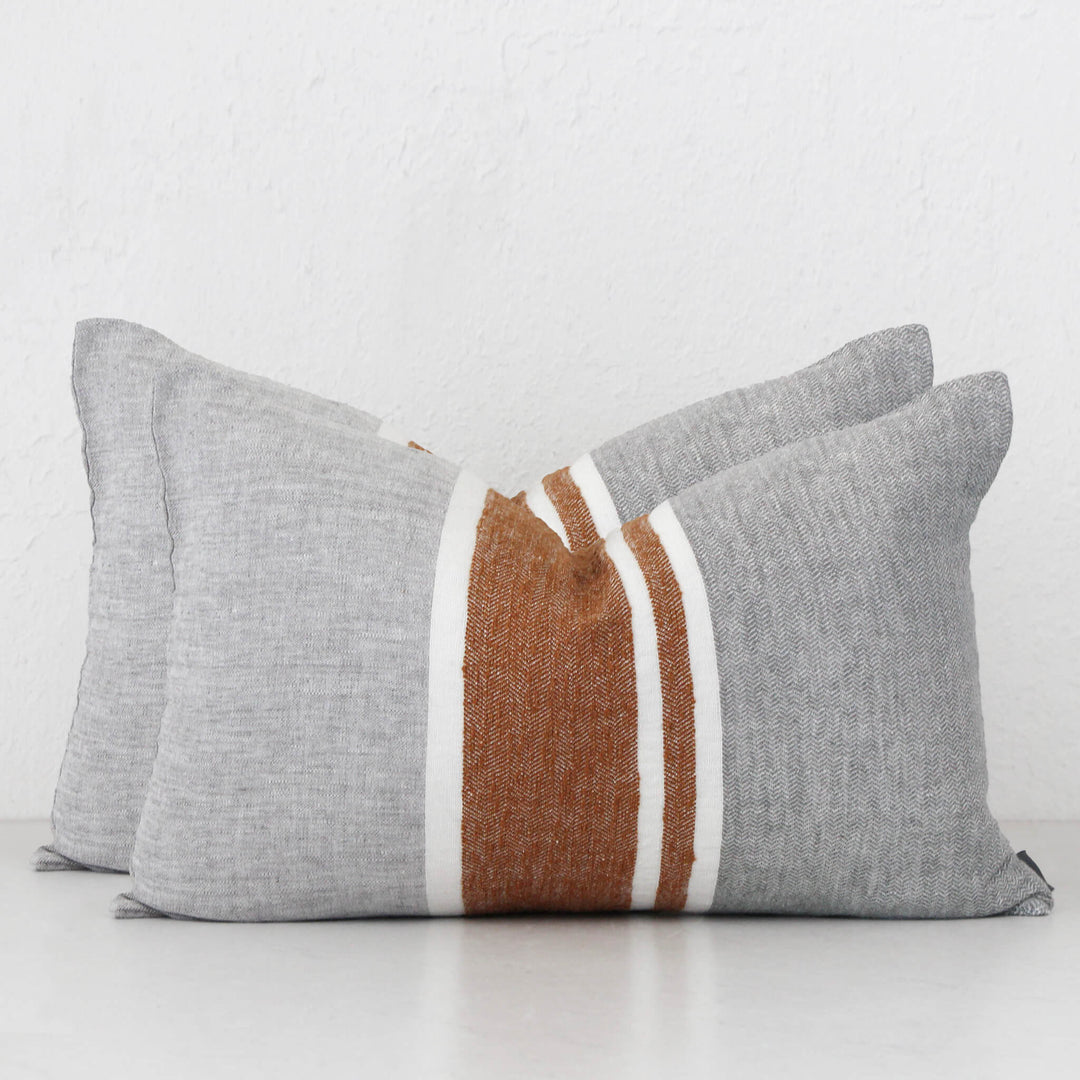 MAGNUS LINEN CUSHION BUNDLE X2  |  40 x 60  |  NUTMEG + SLATE