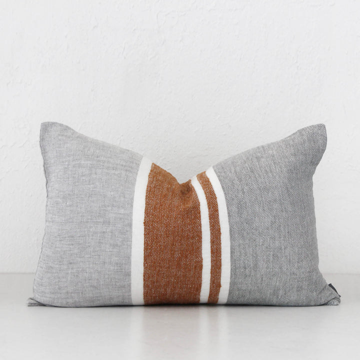 MAGNUS LINEN CUSHION BUNDLE X2  |  40 x 60  |  NUTMEG + SLATE