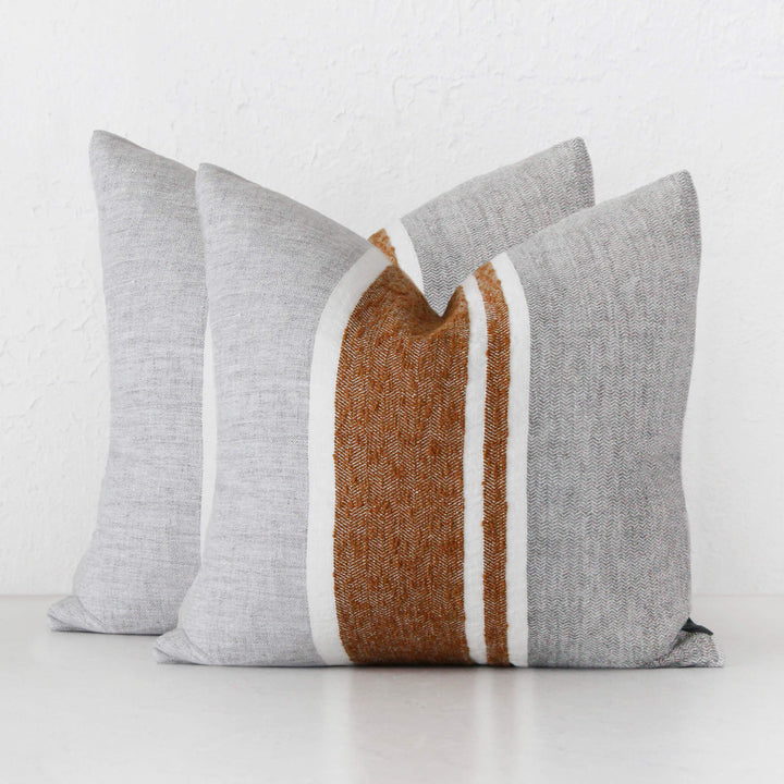 MAGNUS LINEN CUSHION BUNDLE X2  |  50 x 50  |  NUTMEG + SLATE