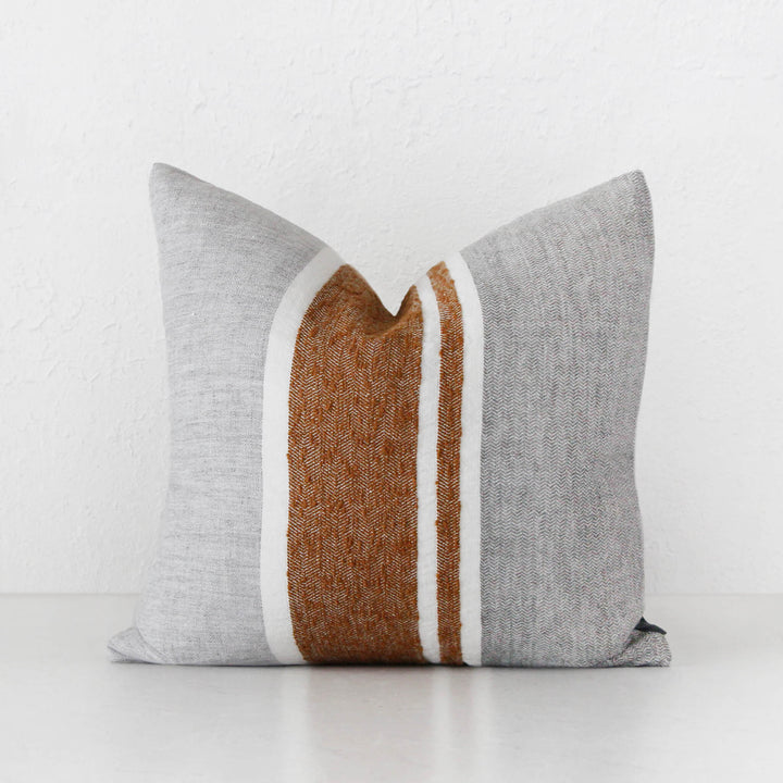 MAGNUS LINEN CUSHION BUNDLE X2  |  50 x 50  |  NUTMEG + SLATE