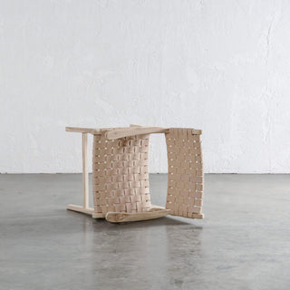 MALAND CONTEMPO WOVEN LEATHER CARVER CHAIR  |  BLONDE WOOD + TOASTED ALMOND LEATHER HIDE