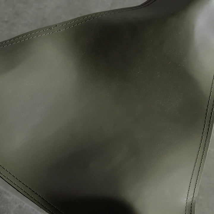 MALAND SOLID HIDE LEATHER BAR STOOL | OLIVE LEATHER HIDE | CLOSE UP