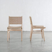 MALAND CONTEMPO WOVEN LEATHER DINING CHAIR  |   BLONDE WOOD + TOASTED ALMOND LEATHER HIDE
