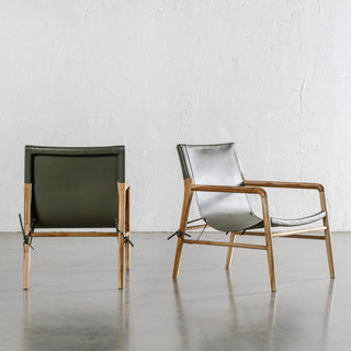 MALAND SLING LEATHER ARM CHAIR  |  OLIVE GREEN LEATHER