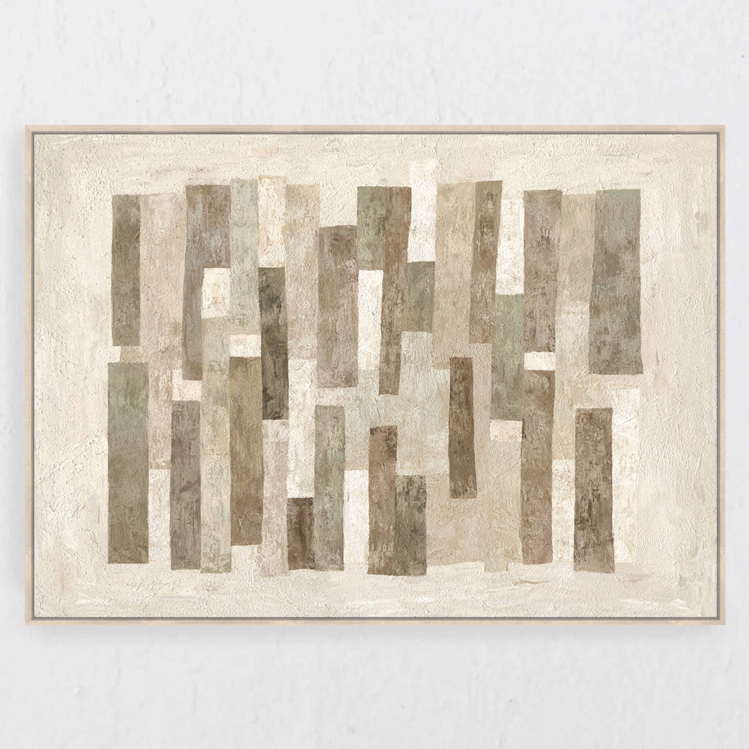 MANTOVA FRAMED TEXTURED CANVAS PRINT  |  140 X 100CM  |  NATURAL TAUPE + WARM BEIGE  |  LIGHT NATURAL FRAME
