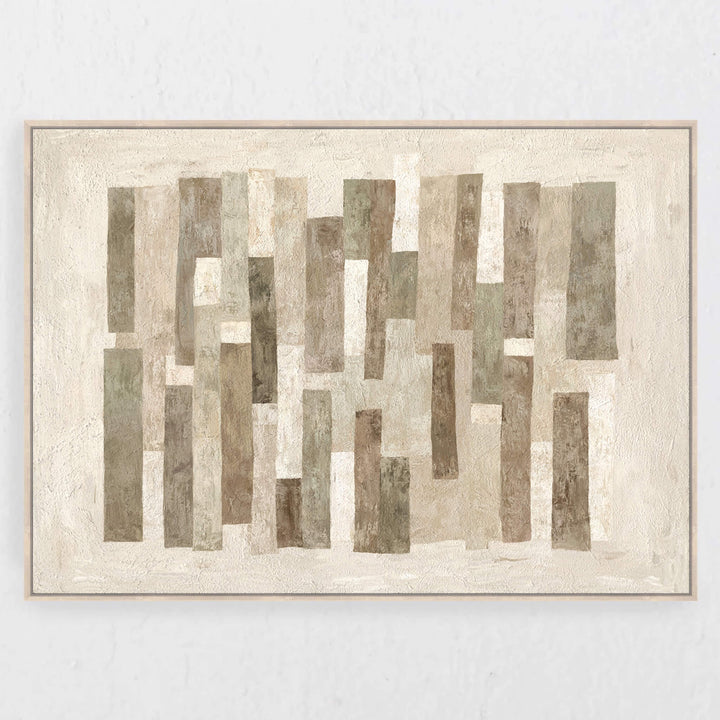 MANTOVA FRAMED TEXTURED CANVAS PRINT  |  140 X 100CM  |  NATURAL TAUPE + WARM BEIGE  |  LIGHT NATURAL FRAME