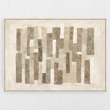MANTOVA FRAMED TEXTURED CANVAS PRINT  |  140 X 100CM  |  NATURAL TAUPE + WARM BEIGE  |  LIGHT NATURAL FRAME