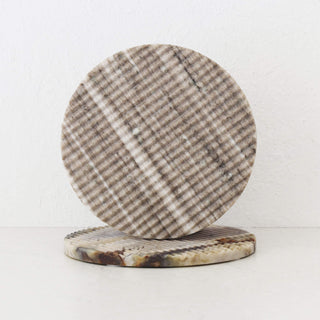 MARA MARBLE ROUND RIBBED TRIVET BUNDLE X2  |  20CM  |  BEIGE MARBLE