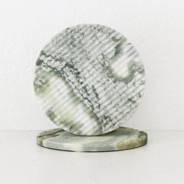 MARA MARBLE ROUND RIBBED TRIVET BUNDLE X2  |  20CM  |  GREEN MARBLE