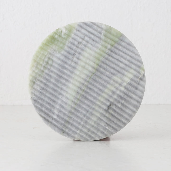 MARA MARBLE ROUND RIBBED TRIVET  |  20CM  |  GREEN MARBLE