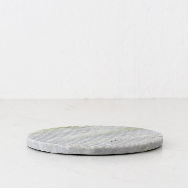 MARA MARBLE ROUND RIBBED TRIVET  |  20CM  |  GREEN MARBLE