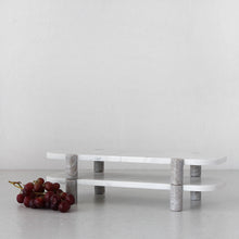 KITSON FOOTED SERVING BOARD  |  BUNDLE X2  |  WHITE + BEIGE MARBLE