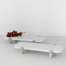 KITSON FOOTED SERVING BOARD  |  BUNDLE X2  |  WHITE + BEIGE MARBLE
