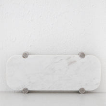 KITSON FOOTED SERVING BOARD  |  WHITE + BEIGE MARBLE