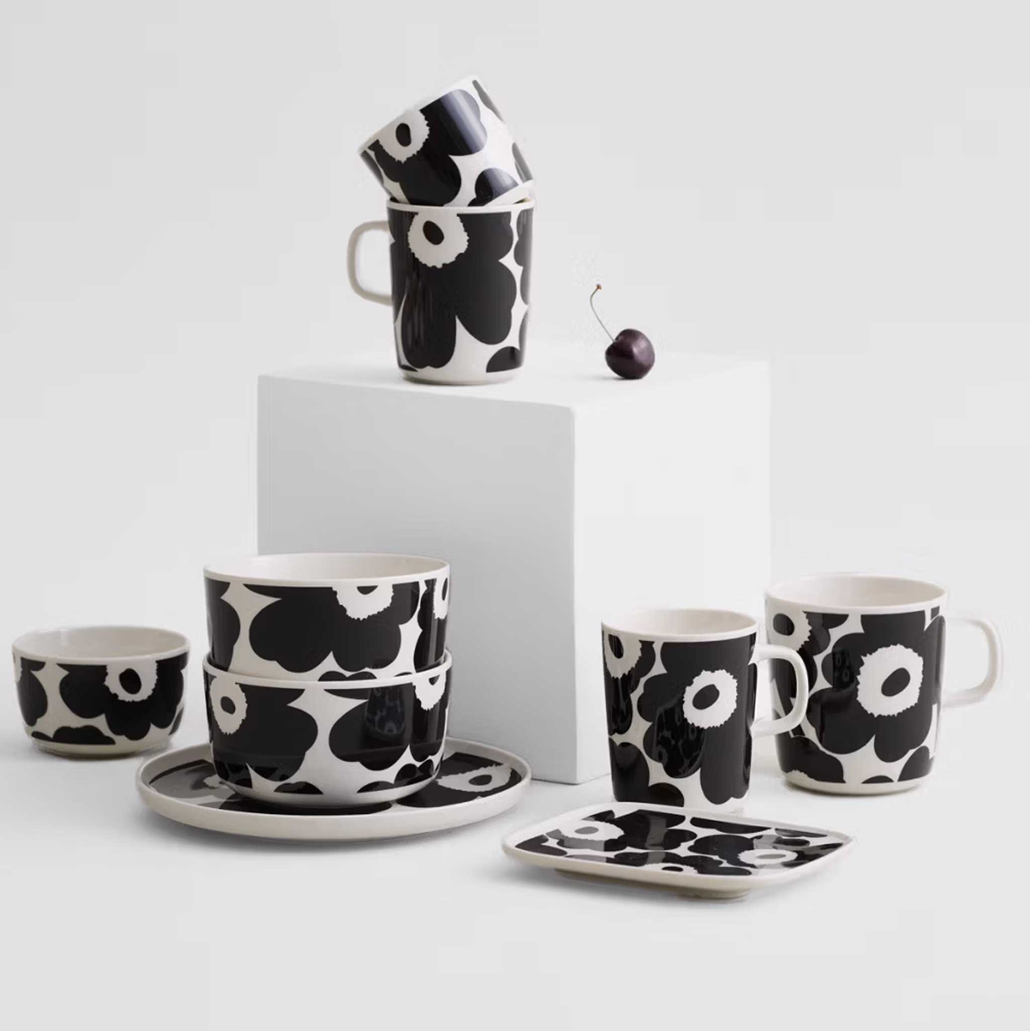 食器 marimekko 50th UNIKKO black MARIMEKKO | UNIKKO COFFEE MUG 4DL | BLACK + WHITE | BUNDLE X6