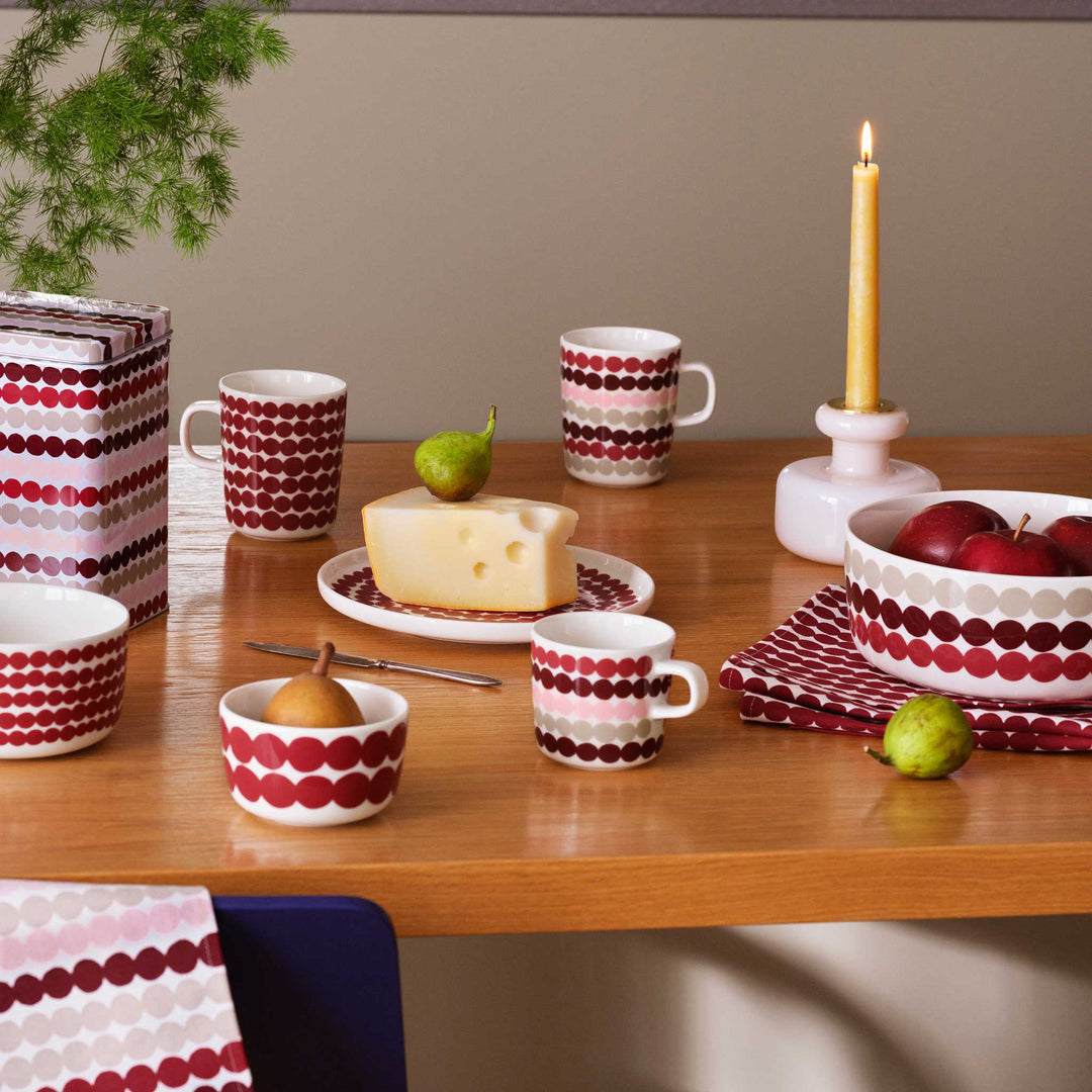 MARIMEKKO  |  RASYMATTO BOWL + MUG COLLECTION  |  DARK RED + PINK + BEIGE
