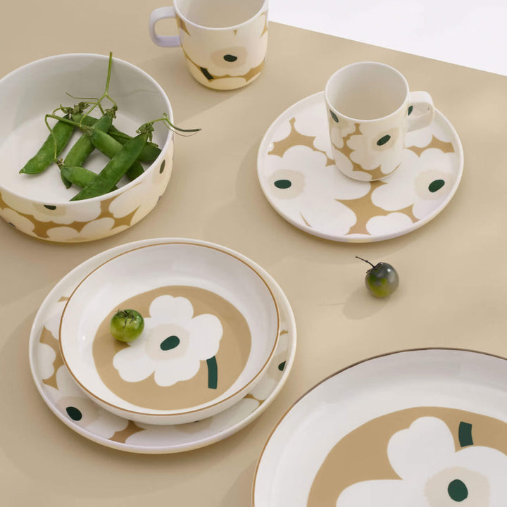 Marimekko  |  Oiva Unikko Dinnerware Collection
 |  White + Beige + Sand + Green
