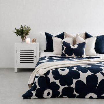 MARIMEKKO | UNIKKO DUVET QUILT COVER | NAVY BLUE + BEIGE | QUEEN