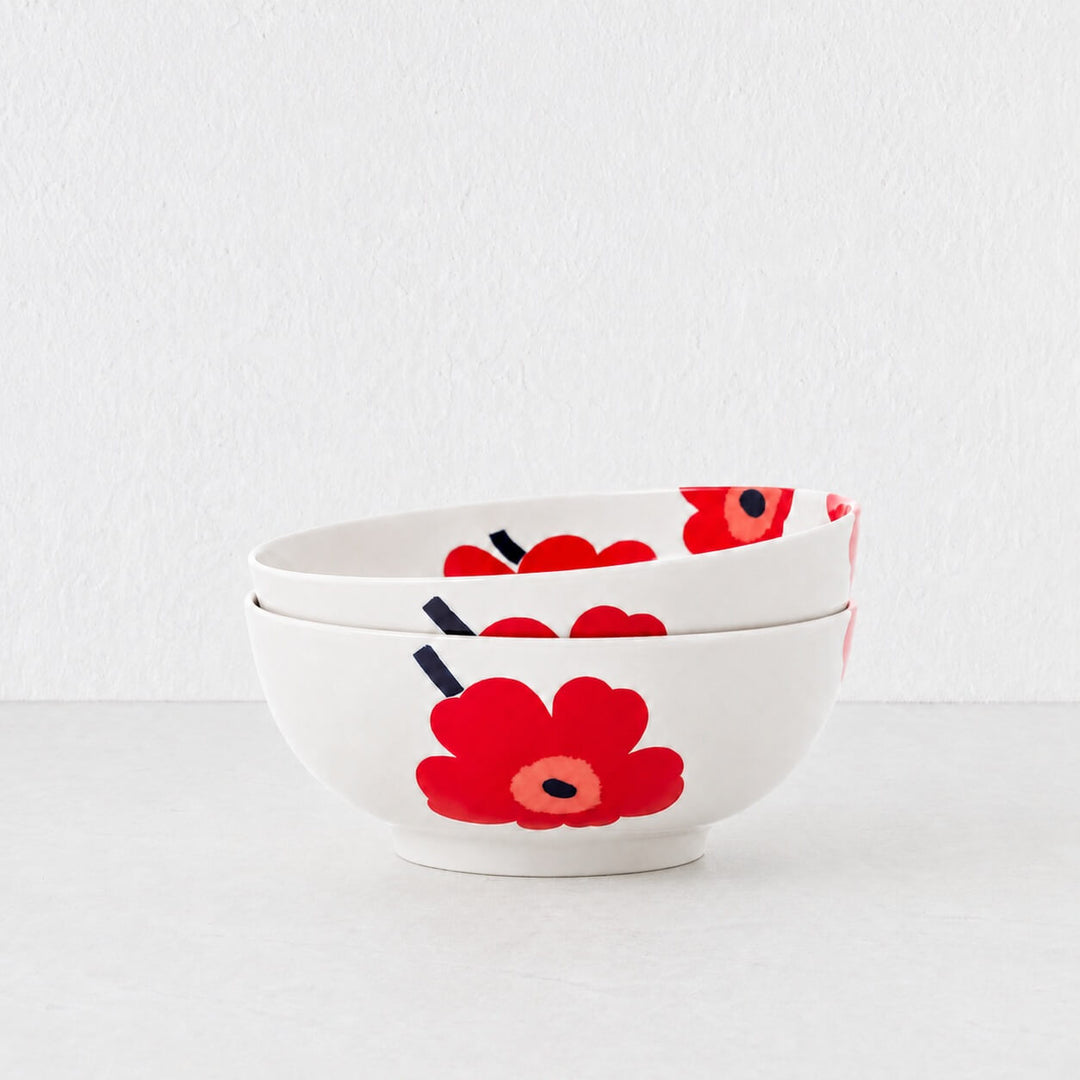 MARIMEKKO  |  OIVA UNIKKO BOWL 1.3L   |  WHITE + RED + BLUE bundle
