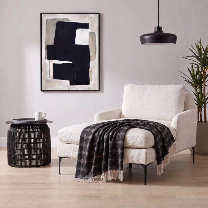 MARIMEKKO  |  RASYMATTO BLANKET  |  130X180CM    |  OFF WHITE + CHARCOAL
