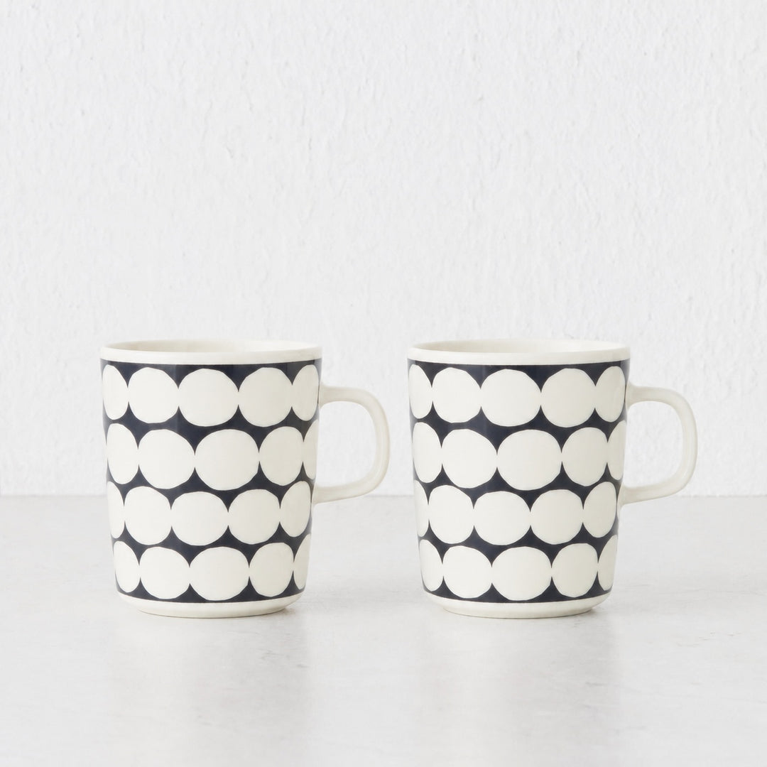 MARIMEKKO  |  SIIRTOLAPUUTARHA COFFEE MUG 2.5DL   |  WHITE + CHARCOAL