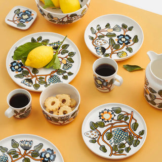 Marimekko Tiara New Season Collection | Warm Orange + Green + White Stoneware Range