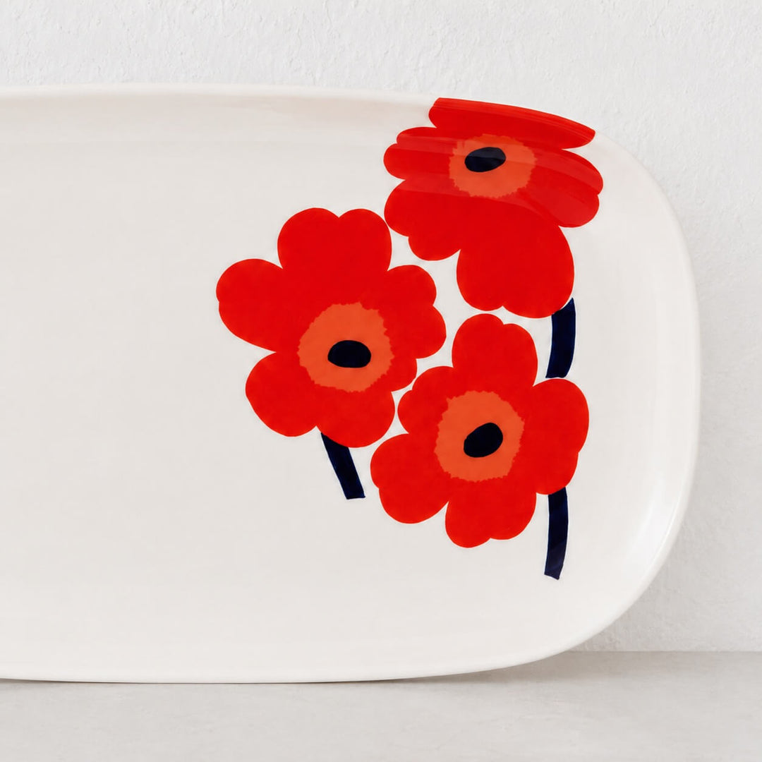 MARIMEKKO  |  UNIKKO SERVING PLATE 32CM   |  WHITE + RED + BLUE