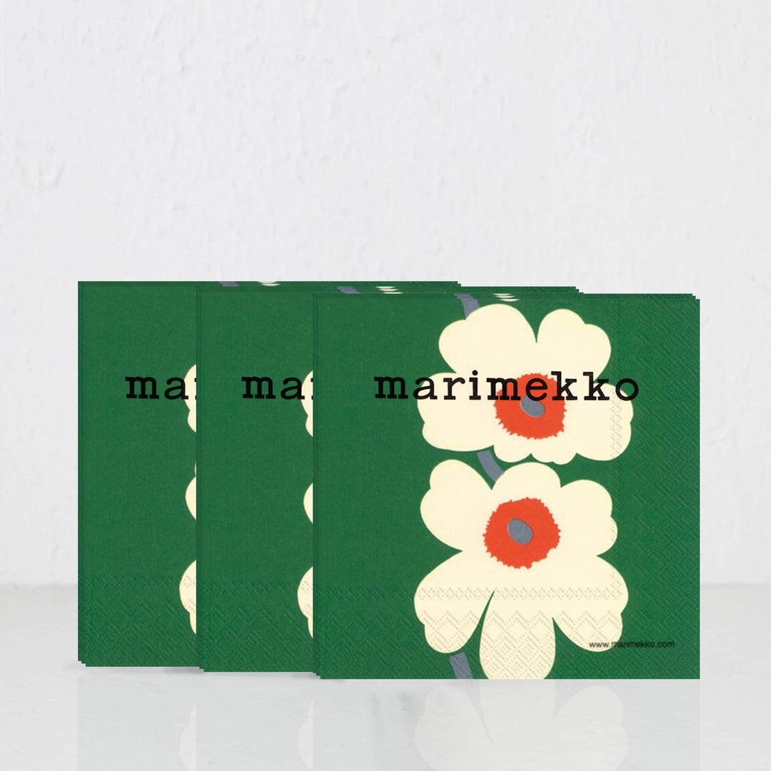 MARIMEKKO  |  UNIKKO PAPER NAPKIN BUNDLE X3  | 60TH ANNIVERSARY GREEN