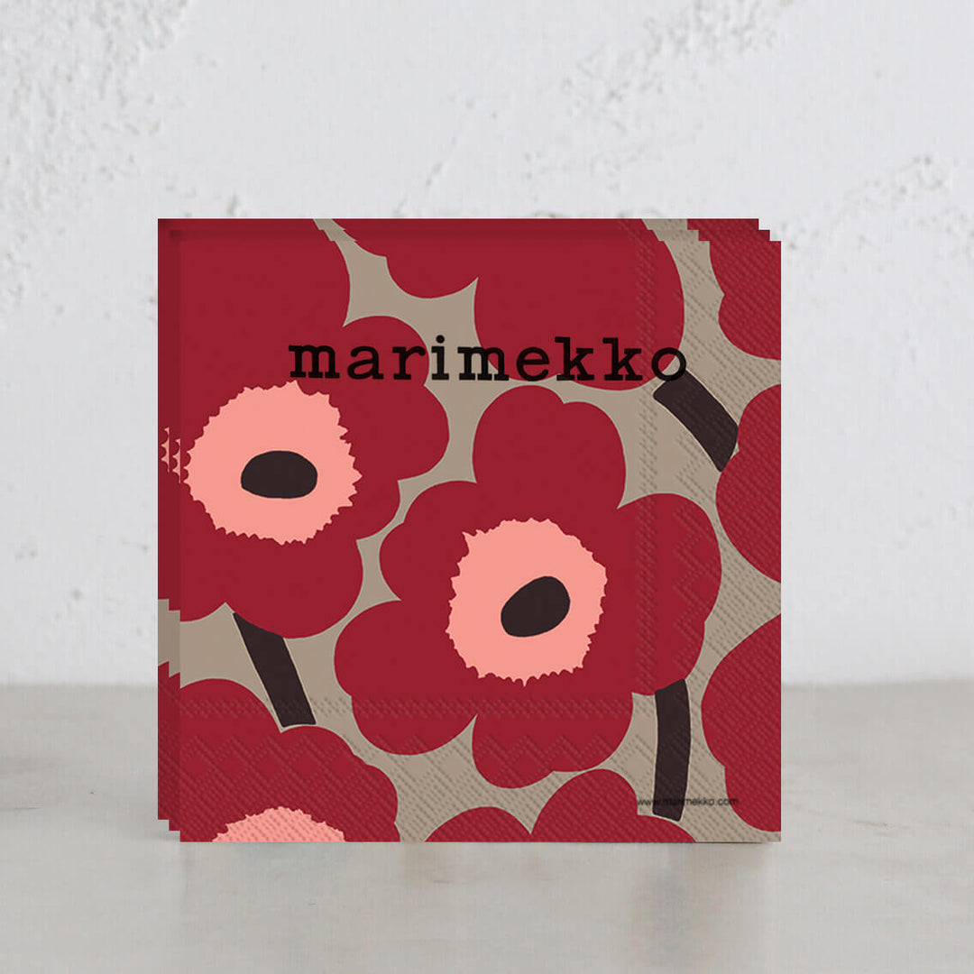 MARIMEKKO  |  UNIKKO PAPER NAPKIN  |  RED LINEN