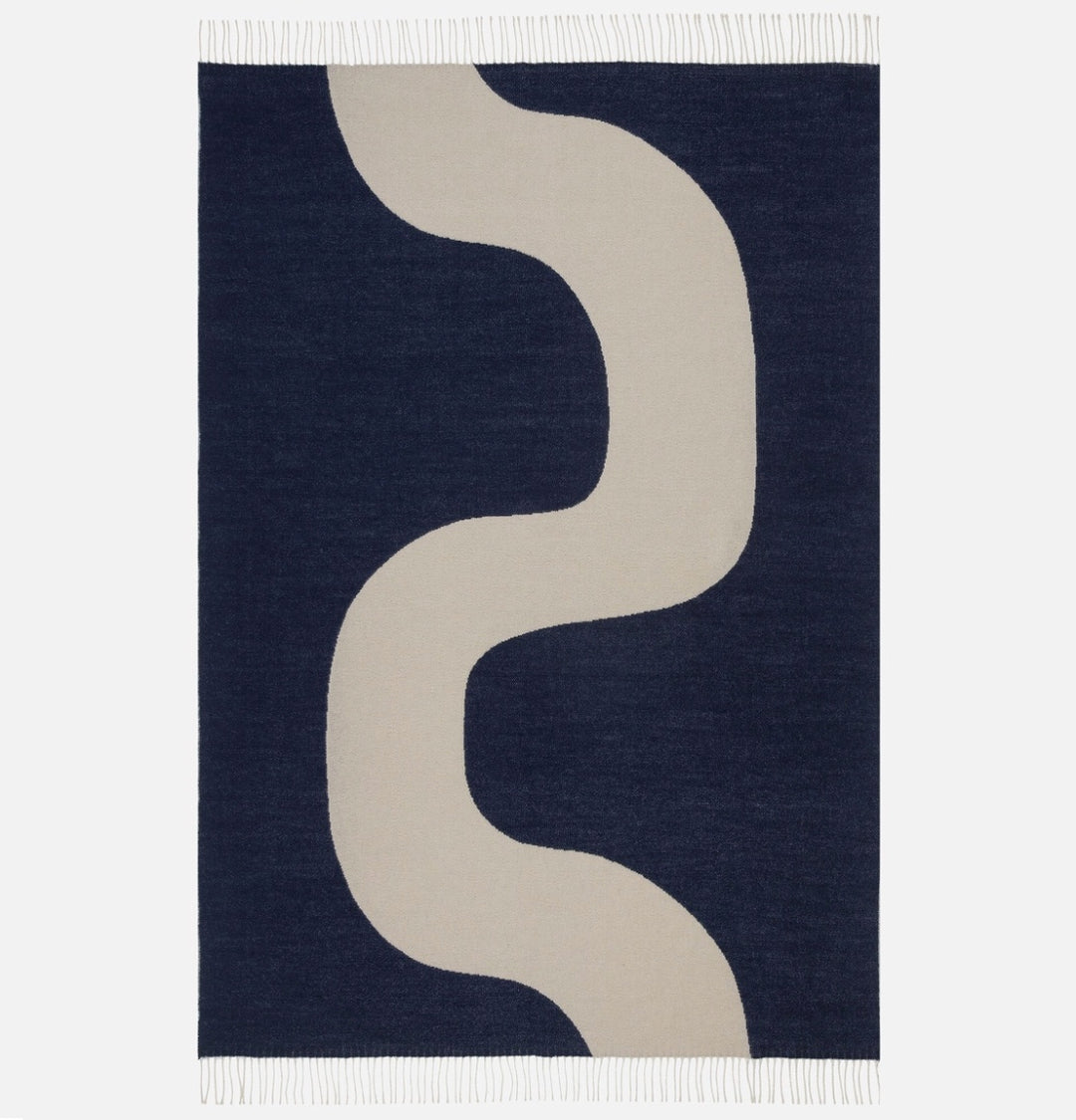 MARIMEKKO  |  SEIREENI BLANKET 130 X 180  |  DARK BLUE + OFF WHITE