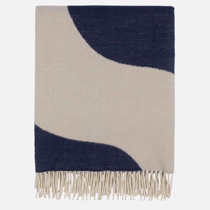 MARIMEKKO  |  SEIREENI BLANKET 130 X 180  |  DARK BLUE + OFF WHITE