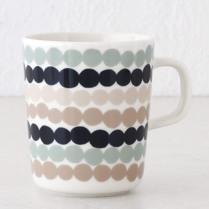 MARIMEKKO  |  OIVA RASYMATTO COFFEE MUG  2.5DL  | SAGE + DEEP NAVY + BEIGE
