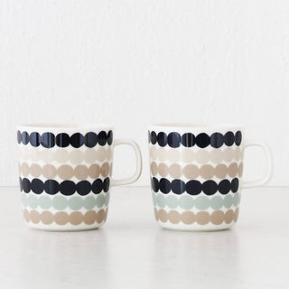 MARIMEKKO  |  OIVA RASYMATTO COFFEE MUG  4DL BUNDLE X2  |  SAGE + DEEP NAVY + BEIGE