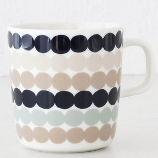 MARIMEKKO  |  OIVA RASYMATTO COFFEE MUG  4DL  |  SAGE + DEEP NAVY + BEIGE