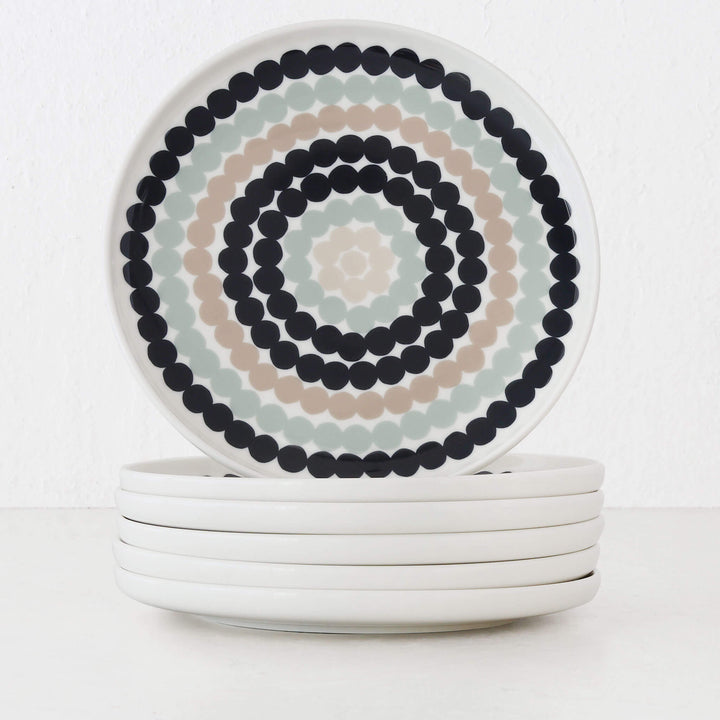 MARIMEKKO  |  OIVA SIIRTOLAPUUTAHRA PLATE 20CM BUNDLE X6 | SAGE + BLACK + BEIGE