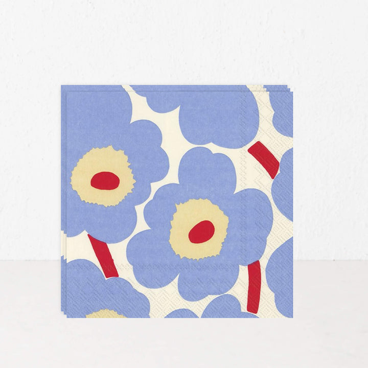 MARIMEKKO  |  UNIKKO PAPER NAPKINS  |  CREAM + BLUE + RED