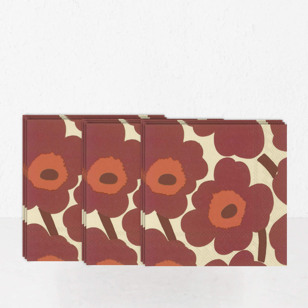 MARIMEKKO  |  UNIKKO PAPER NAPKINS BUNDLE X3  |  BORDEAUX + CREAM