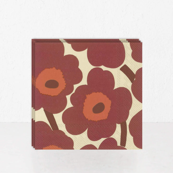 MARIMEKKO  |  UNIKKO PAPER NAPKINS BUNDLE X3  |  BORDEAUX + CREAM