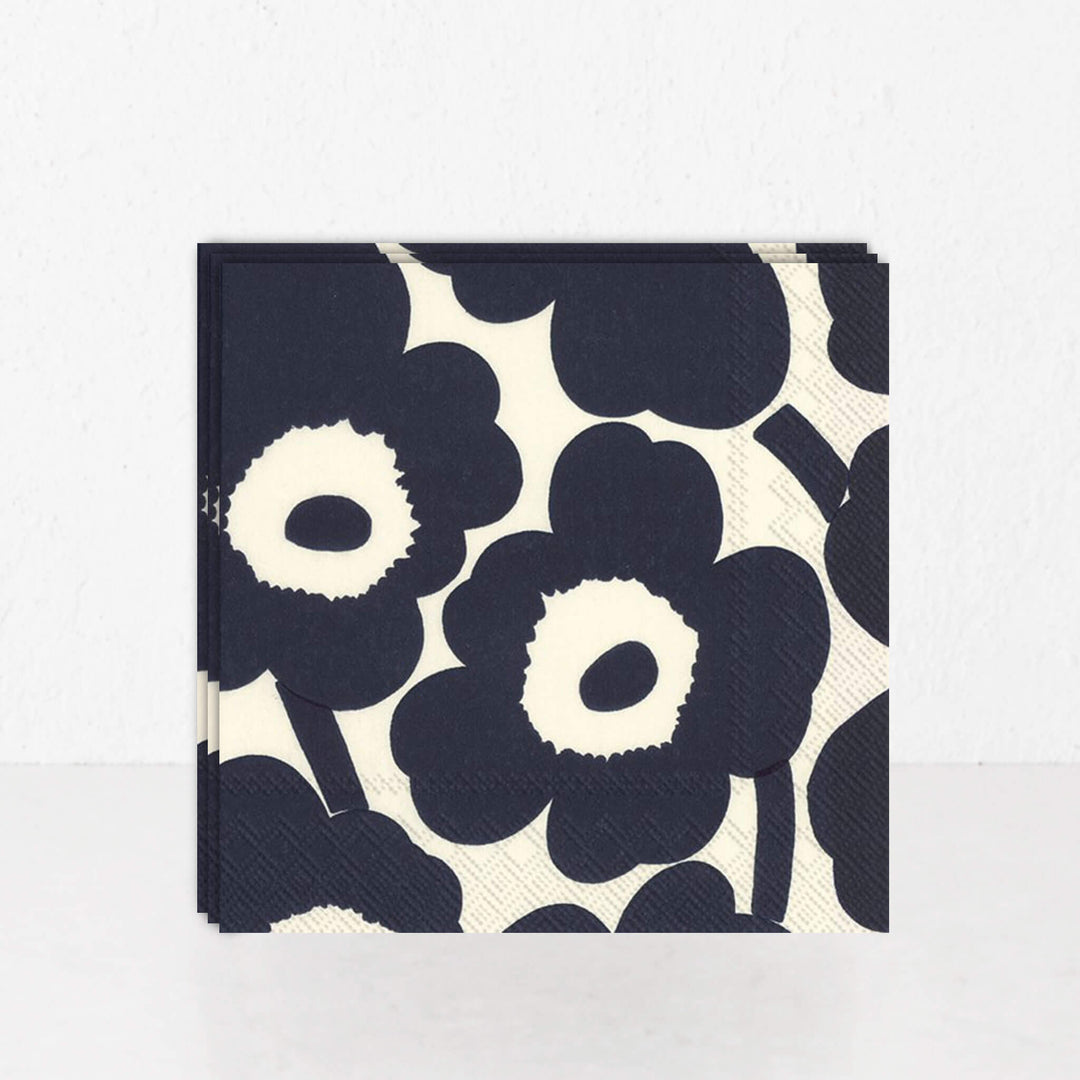 Marimekko  |  Unikko Nature Paper Napkins   |  Dark Blue + Cream