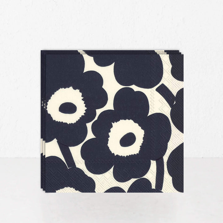 Marimekko  |  Unikko Nature Paper Napkins   |  Dark Blue + Cream