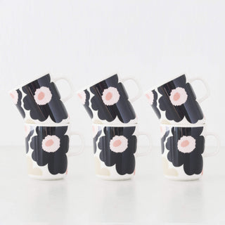 MARIMEKKO  |  UNIKKO OIVA MUG 2.5DL BUNDLE X6  |  OFF WHITE + CHARCOAL + SAND + PINK