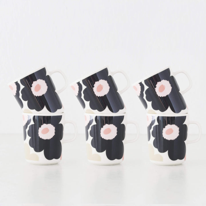 MARIMEKKO  |  UNIKKO OIVA MUG 2.5DL BUNDLE X6  |  OFF WHITE + CHARCOAL + SAND + PINK