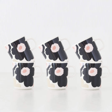MARIMEKKO  |  UNIKKO OIVA MUG 2.5DL BUNDLE X6  |  OFF WHITE + CHARCOAL + SAND + PINK