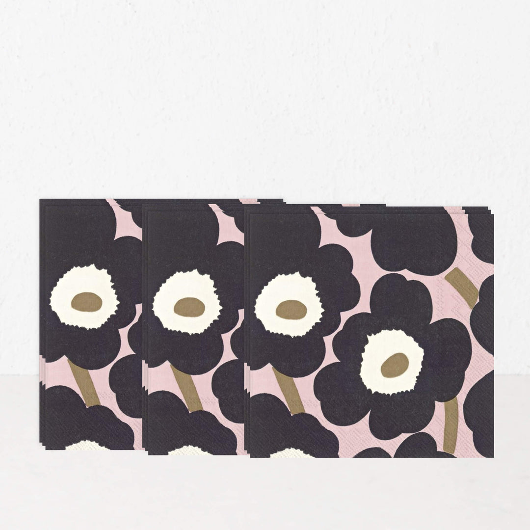 MARIMEKKO  |  UNIKKO PAPER NAPKINS  |  PINK + BLACK