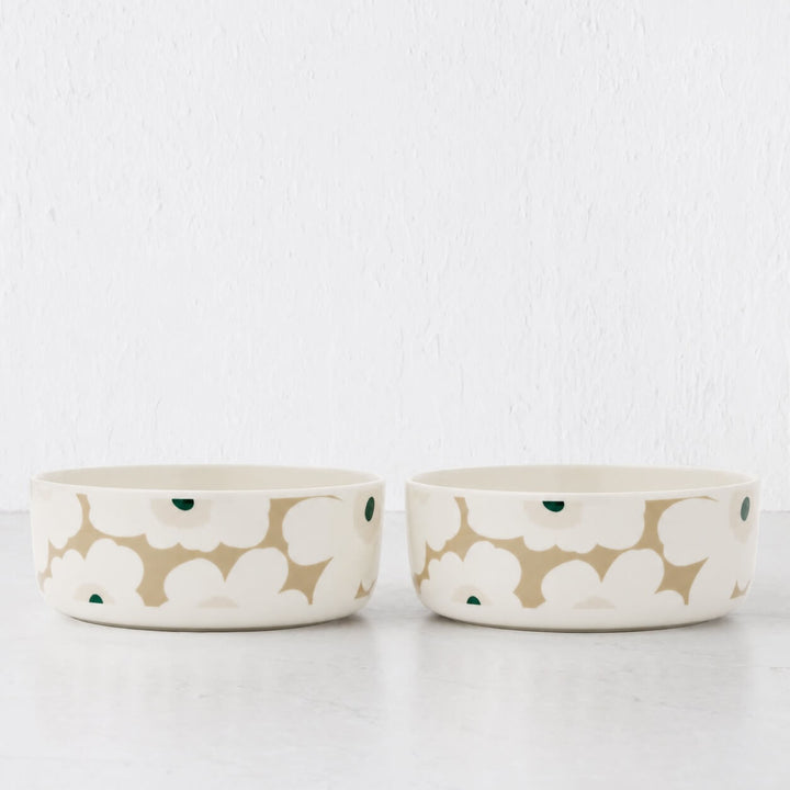 Marimekko  |  OIVA Unikko BOWL 1.5L Bundle x2   |  White + Beige + Sand + Green